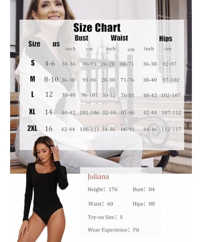 Bodysuit for Women Long Sleeve Tops Scoop Neck Basic T Shirt Tops Body Suit Jumpsuit Women Clothing Black-black $12.00 Lingerie