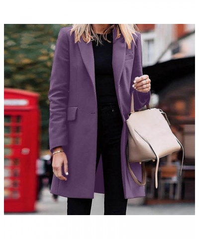 Solid Color Blazer for Women Single Breasted Jacket Long Sleeve Workout Blazer Fashion Casual Open Front Jacket Purple/Prime ...