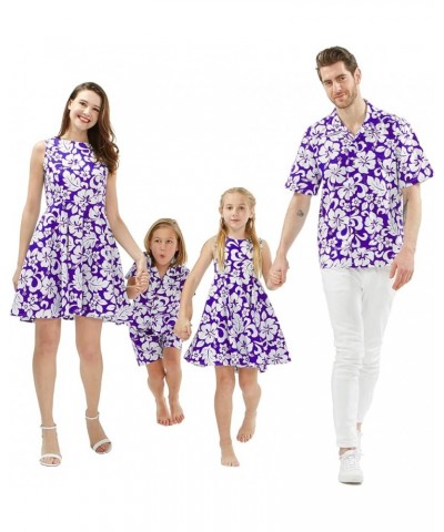 Matchable Family Hawaiian Luau Men Women Girl Boy Clothes in Classic Vintage Hibiscus Purple Big Girl Girl Wrap $14.31 Jewelry