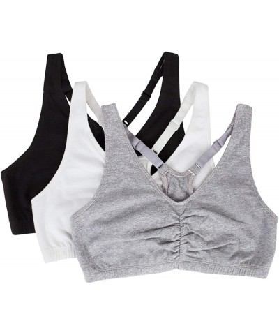 Women's Adjustable Shirred Front Racerback Sports Bra White/Heather Grey/Black Hue Adjustable $13.32 Lingerie