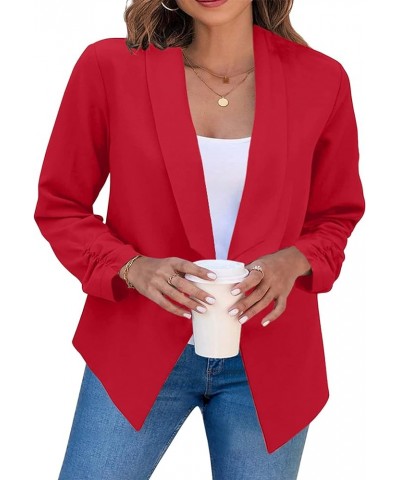 Women's Casual Long Sleeve Lapel Blazers Fashion Business Office Work Slim Formal Suit Jackets Red $10.80 Blazers